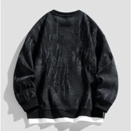 Korean Fashion Men's Streetwear Round Neck Long Sleeved Pullover 2026 Autumn New Item Irregular Print Fake Two-piece Sweatshirt