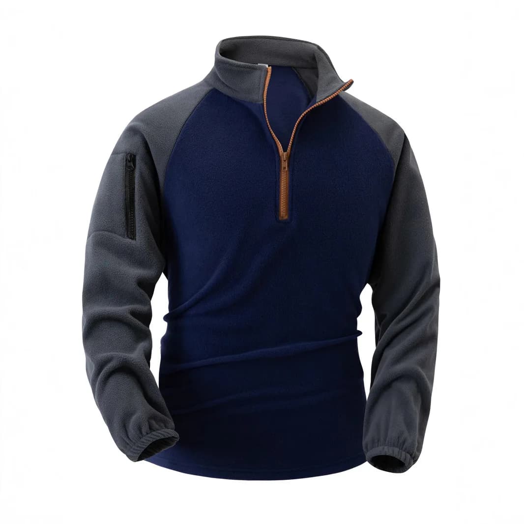 Men's New Stand-up Collar Half-zipper Long-sleeved Arm Zipper Pocket Tactical Sweater Pullover Training Uniform