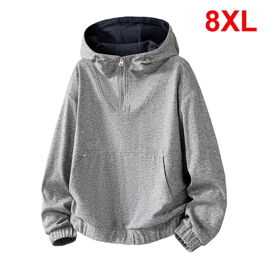 Half Zipper Hoodie Men Solid Color Sweatshirts Plus Size 8XL Hoodies Male Fashion Casual Spring Autumn Hoodie Big Size 8XL