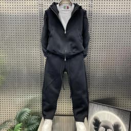 Men's Spring Heavyweight Trendy Sporty Casual Loose Color Two-Piece Hooded Open Cardigan Sweatshirt Set Stylish