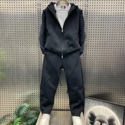 Men's Spring Heavyweight Trendy Sporty Casual Loose Color Two-Piece Hooded Open Cardigan Sweatshirt Set Stylish