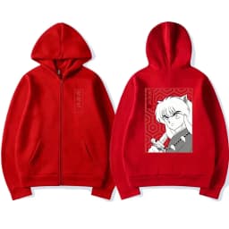 Anime Demon Inuyasha Zip Up Hoodie Sesshoumaru Higurashi Kagome Men's Women's Hoodies Zipper Oversized Casual Sweatshirt Jackets