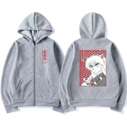 Anime Demon Inuyasha Zip Up Hoodie Sesshoumaru Higurashi Kagome Men's Women's Hoodies Zipper Oversized Casual Sweatshirt Jackets