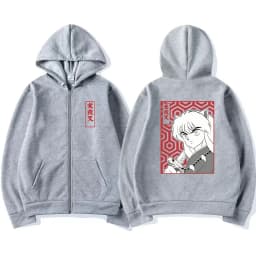 Anime Demon Inuyasha Zip Up Hoodie Sesshoumaru Higurashi Kagome Men's Women's Hoodies Zipper Oversized Casual Sweatshirt Jackets