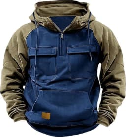 Men's Casual Hooded Sweatshirt Autumn Winter Fashionable Loose Workwear Multiple Pockets Youthful Design Long-Sleeved Hoodie