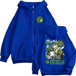 Anime JoJo's Bizarre Adventure Jolyne Jotaro Graphic Zipper Hoodie Men Women Manga Fashion Vintage Oversized Zip Up Jacket Coat