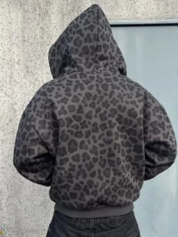 Y2K Zipper Hooded Sweatshirt for Autumn and Winter Retro Leopard Print Hooded Sweatshirt for Men and Women Loose Design Clothes