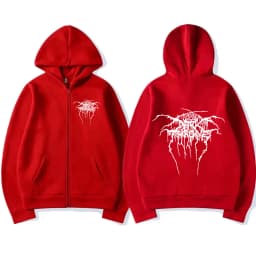 Darkthrone Logo Graphic Zip Up Hoodies Death Metal Gothic Band Zipper Sweatshirts Men Women Oversized Fleece Jacket Hoody Coats