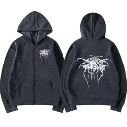 Darkthrone Logo Graphic Zip Up Hoodies Death Metal Gothic Band Zipper Sweatshirts Men Women Oversized Fleece Jacket Hoody Coats