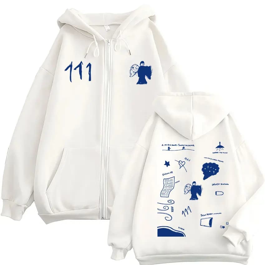Rapper Milo J 111 Album Tour Zipper Hoodies Men's Women Zip Up Long Sleeve Sweatshirts Fashion Hip Hop Oversized Pullovers Coats