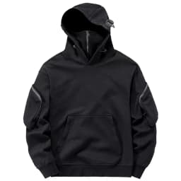 Streetwear Hoodies Harajuku Y2K Hip Hop Sweatshirts High Neck Mask Windproof Pullovers Dark Black Techwear Cargo Tops