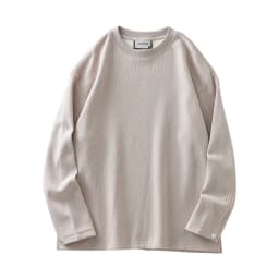 DUKEEN 400G Heavyweight Fleece-Lined Men's Sweatshirts Autumn and Winter Waffle Fabric Crew Neck Long Sleeve Warm Undershirts