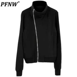 PFNW Darkwear High Quality Minimalist Outerwear Slant Zipper Turtleneck Cardigan Sweatshirt Jacket Men 2026 Spring New 28W5603