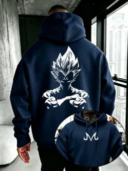 Bandai Dragon Ball Super Men's Hoodie Majin Vegeta Fleece Sweatshirt High Quality Warm Men's Hooded Pullover for Autumn Winter