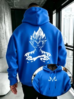 Bandai Dragon Ball Super Men's Hoodie Majin Vegeta Fleece Sweatshirt High Quality Warm Men's Hooded Pullover for Autumn Winter