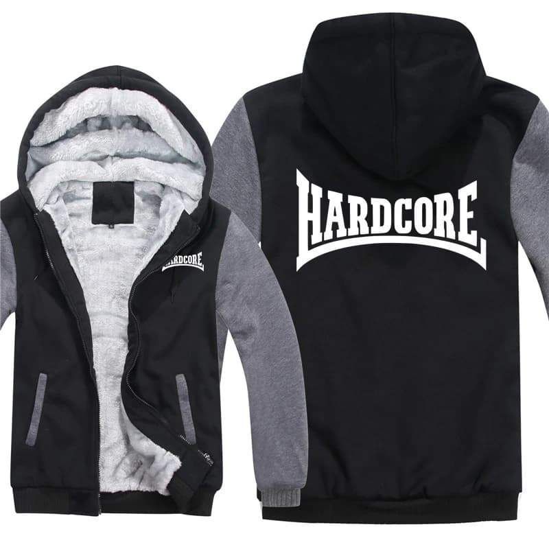 Hardcore Hoodies Men Cool Thicken Winter Hardcore Sweatshirt Pullover Mans Coat