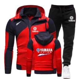 Yamaha Racing Motorcycle Racing Team 2026 Men's Double Zipper Hoodie and Pants Set Spring Men's Sportswear Women's Set