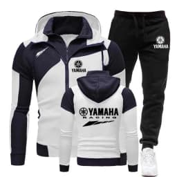Yamaha Racing Motorcycle Racing Team 2026 Men's Double Zipper Hoodie and Pants Set Spring Men's Sportswear Women's Set