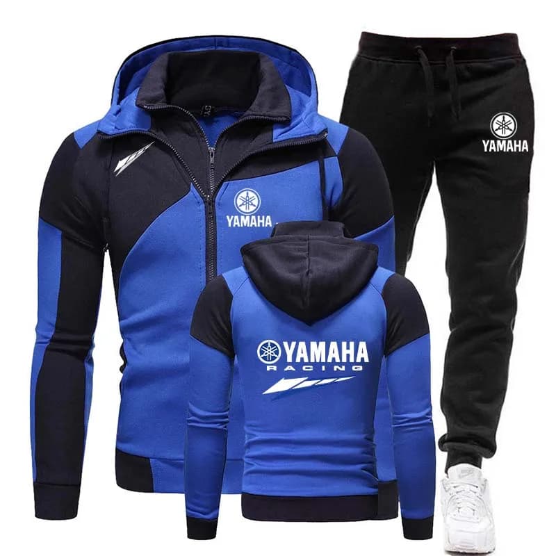 Yamaha Racing Motorcycle Racing Team 2026 Men's Double Zipper Hoodie and Pants Set Spring Men's Sportswear Women's Set