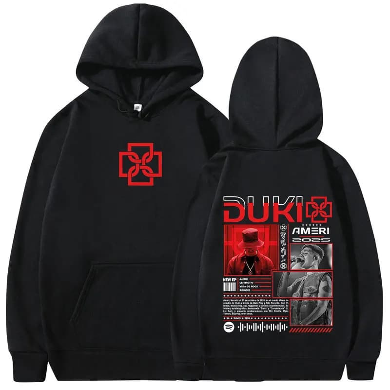 Rapper Duki Ameri World Tour 2025 Hoodies Men's Women Fleece Casual Oversized Sweatshirt Fashion Hip Hop Long Sleeve Pullovers
