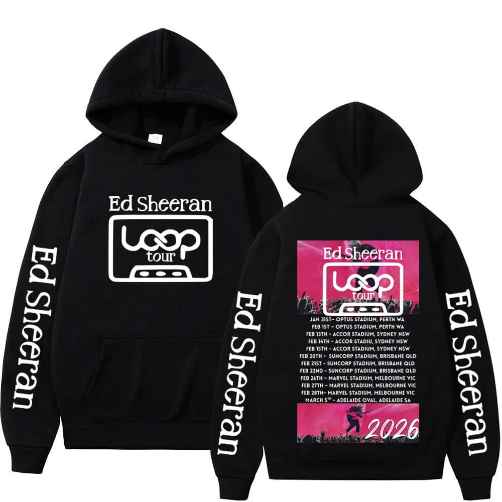 2026 Ed Sheeran Loop Tour Hoodie Men Women Oversize Clothing Casual Pullover Autumn Winter Aesthetic Hip Hop Vintage Tracksuit