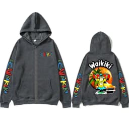 Lc Waikiki Monkey Skateboard Graphic Zip Up Hoodie Cartoon Fashion Monkeys Oversized Hoodies Men's Vintage Causal Zip Up Jacket
