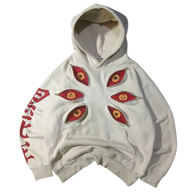 Men New Punk Six Eyes Multi Zipper Hoodies Cool Design Sweatshirt Y2k Streetwear Oversized Casual Fashion Couples Anime Hoodie