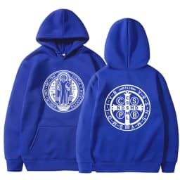 The Saint Benedict Medal Catholic Hoodie Funny Sweatshirt Men Hoodies Pullover Hip Hop Streetwear DY-177