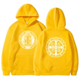 The Saint Benedict Medal Catholic Hoodie Funny Sweatshirt Men Hoodies Pullover Hip Hop Streetwear DY-177