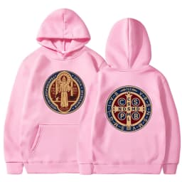 The Saint Benedict Medal Catholic Hoodie Funny Sweatshirt Men Hoodies Pullover Hip Hop Streetwear DY-177