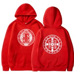 The Saint Benedict Medal Catholic Hoodie Funny Sweatshirt Men Hoodies Pullover Hip Hop Streetwear DY-177