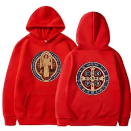 The Saint Benedict Medal Catholic Hoodie Funny Sweatshirt Men Hoodies Pullover Hip Hop Streetwear DY-177