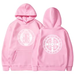 The Saint Benedict Medal Catholic Hoodie Funny Sweatshirt Men Hoodies Pullover Hip Hop Streetwear DY-177