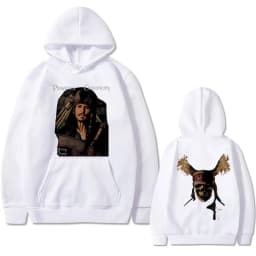 Vintage Pirates of The Caribbean Skeleton Print Hoodie Johnny Depp Graphic Hoodies Men Women Casual Loose Oversized Sweatshirts