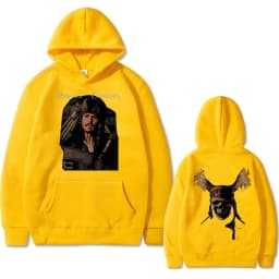 Vintage Pirates of The Caribbean Skeleton Print Hoodie Johnny Depp Graphic Hoodies Men Women Casual Loose Oversized Sweatshirts