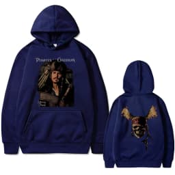 Vintage Pirates of The Caribbean Skeleton Print Hoodie Johnny Depp Graphic Hoodies Men Women Casual Loose Oversized Sweatshirts