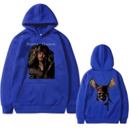 Vintage Pirates of The Caribbean Skeleton Print Hoodie Johnny Depp Graphic Hoodies Men Women Casual Loose Oversized Sweatshirts