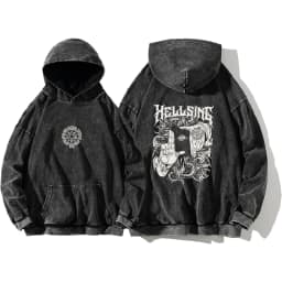 Manga Hellsing Alucard Printed Hooded Men Women Casual Cotton Hoodies Retro Washed Streetwear Harajuku Male Oversized Sweatshirt