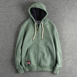Autumn Winter New American Retro 320G Long Sleeve O-neck Thick Velvet Hooded Hoodies Men's Solid Color Cardigan Casual Sportwear