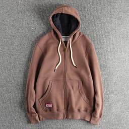 Autumn Winter New American Retro 320G Long Sleeve O-neck Thick Velvet Hooded Hoodies Men's Solid Color Cardigan Casual Sportwear
