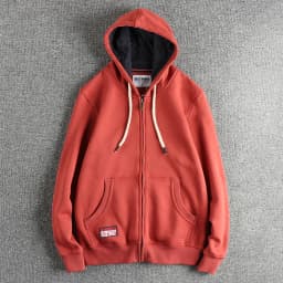 Autumn Winter New American Retro 320G Long Sleeve O-neck Thick Velvet Hooded Hoodies Men's Solid Color Cardigan Casual Sportwear