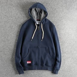 Autumn Winter New American Retro 320G Long Sleeve O-neck Thick Velvet Hooded Hoodies Men's Solid Color Cardigan Casual Sportwear