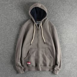 Autumn Winter New American Retro 320G Long Sleeve O-neck Thick Velvet Hooded Hoodies Men's Solid Color Cardigan Casual Sportwear