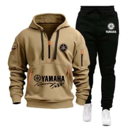 Yamaha Motorcycle Racing Team 2026 New Men's Half Zipper Hoodie and Pants Set Spring Men's Sportswear Women's Set