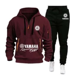 Yamaha Motorcycle Racing Team 2026 New Men's Half Zipper Hoodie and Pants Set Spring Men's Sportswear Women's Set