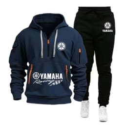 Yamaha Motorcycle Racing Team 2026 New Men's Half Zipper Hoodie and Pants Set Spring Men's Sportswear Women's Set