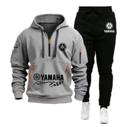 Yamaha Motorcycle Racing Team 2026 New Men's Half Zipper Hoodie and Pants Set Spring Men's Sportswear Women's Set
