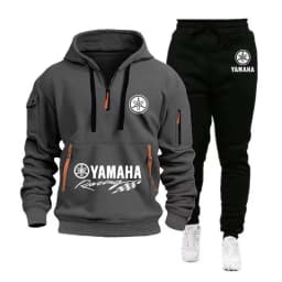 Yamaha Motorcycle Racing Team 2026 New Men's Half Zipper Hoodie and Pants Set Spring Men's Sportswear Women's Set