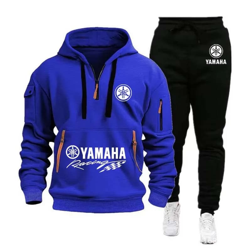 Yamaha Motorcycle Racing Team 2026 New Men's Half Zipper Hoodie and Pants Set Spring Men's Sportswear Women's Set