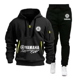 Yamaha Motorcycle Racing Team 2026 New Men's Half Zipper Hoodie and Pants Set Spring Men's Sportswear Women's Set